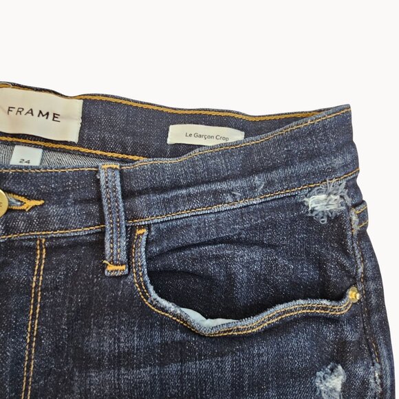 Womens Bootcut Slim Dark Washed Denim Jeans Casual Comfort Ankle Cropped 24 - Picture 7 of 16